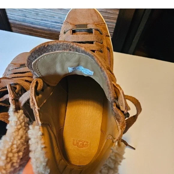 UGG Tan High-Top Sneakers with Suede Finish